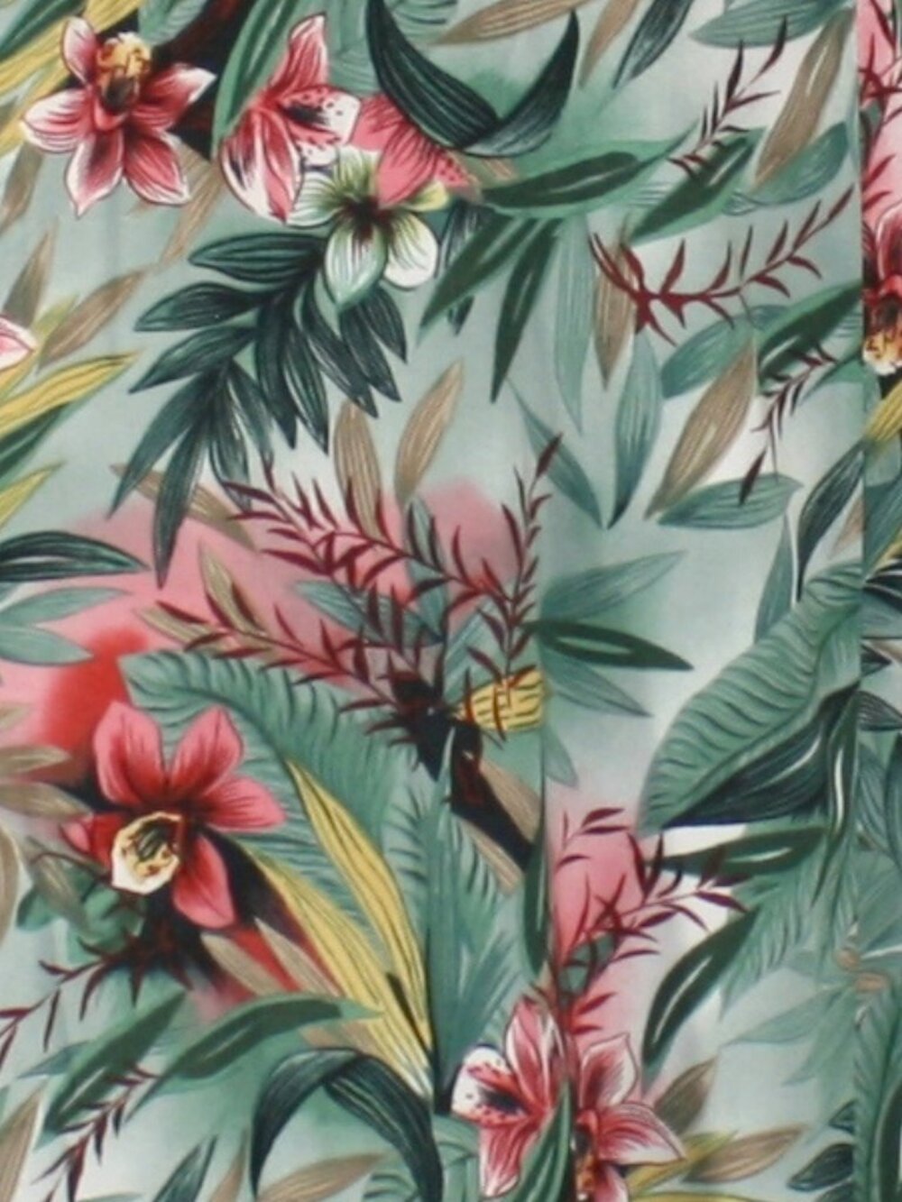 TEDDI Dress Tropical Floral Sleeveless Shift Flowy Resortwear Midi Green Pink - Picture 8 of 16